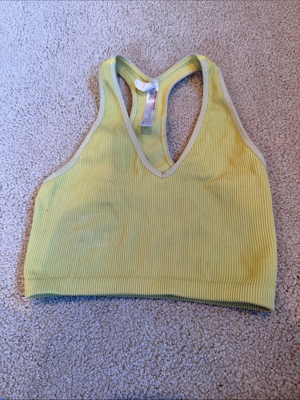 FP Movement by Free People Ribbed Racerback Crop Tank - Lemon Yellow